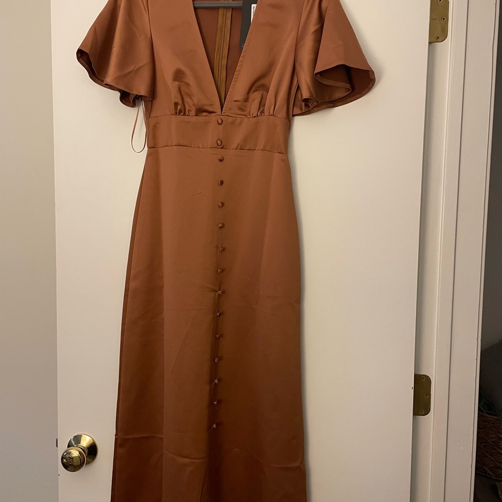 Elegant Brown Button-Down Dress